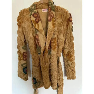 Edgewood Men's Beige Long Sleeve Open Front Belted Waist Jacket Size 6